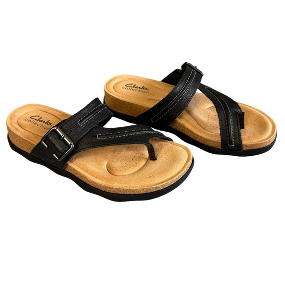 Clarks Women's Brynn Madi Toe Post Sandals. Black Size 8 #1720 NWT - Picture 2 of 6